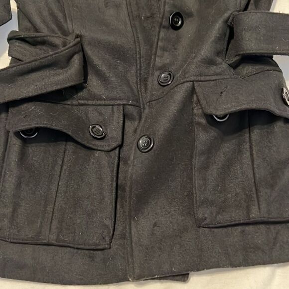 Ambiance szS black button front jacket with belt needs cleaning GUC - Picture 6 of 11